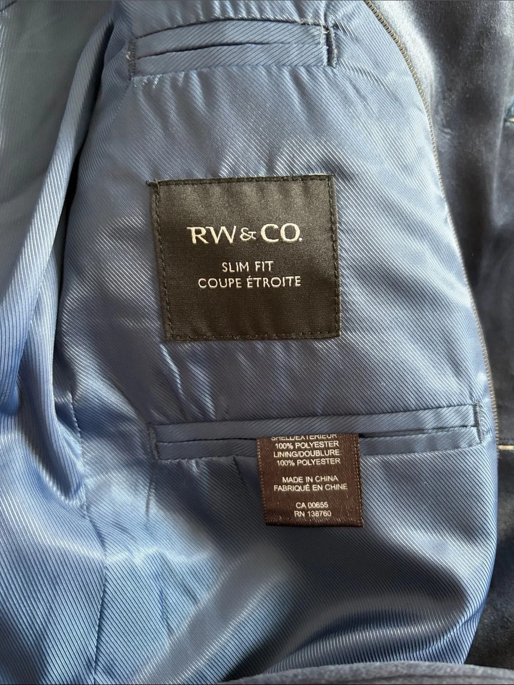 RW&CO. Men's Dark Navy Velvet Sport Coat